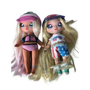 MGA Na! Na! Na! Surprise Dolls 2021 Set Of 2 Small Blonde Pink Hair Hats Outfits